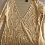 NY & comp. Shear mesh top with beaded work ivory low V Photo 0