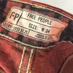 Free People  Red Overdye Distressed Denim Shorts 24 Photo 2