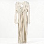 Tori Praver  Cream Metallic Stripe Long Sleeve Maxi Swim Cover Up Photo 1