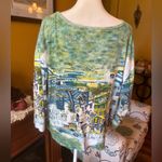 Take Two Clothing Co. Vintage City Scene Top Sequined Women’s Size 1X Blue Photo 4