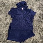 Juicy Couture 🌺NWT  NAVY BLUE TERRY CLOTH SHORT SET SIZE LARGE🌺 Photo 3