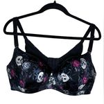 Torrid Lightly Lined Full Coverage Balconette Bra Size 44DDD Black Skull Floral Photo 1
