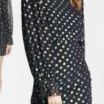 Saloni Rina Mini Dress Ruched Silk Iridescent Green Black Polka Dot NEW Womens 4 Photo 1