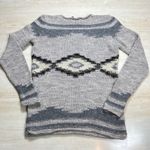Lauren Jeans Co. Ralph Lauren Sweater Small Knit Aztec Pattern Gray Neutral Photo 2