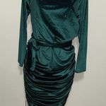 Retro Stage NWT off shoulder velvet shimmer green dress rouche bottom Size XL Photo 2