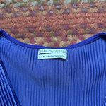 Urban Outfitters  RIBBED PURPLE VELVET RUFFLE HEM TOP Photo 2