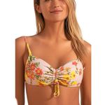 Aerie New AE Ruched Bandeau Tropical Bikini Top Floral Swim Suit Top Sz Small Photo 0
