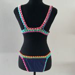 Amazon Crochet Bikini in navy with Rainbow hued elastic trim Photo 3