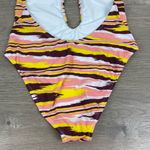 VIX by Paula Hermanny Brown&Yellow Watercolor Stripe Deep Plunge One Piece Sz.L Brown Size L Photo 6