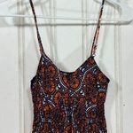 AQUA  Hippie Boho Orange Navy Blue Strappy Maxi Dress SMALL Feminine Photo 3
