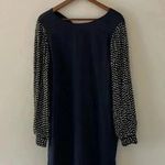 French Connection  Sunspark gold sequin silk Navy Blue Dress​​​​​ size 6 Photo 3