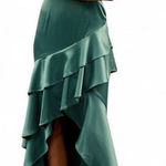 Lulus  Maxi Dress Sz XL Elegant Yori Satin Ruffled High-Low Special Events Glam Photo 0