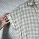 Marine layer  Cream Tan Linen‎ Blend Gingham Button Up Top Photo 2