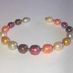 Honora 925 Genuine Cultured Freshwater Elegant Pearl Open Cuff Bracelet Pink Photo 0