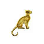 Vintage Gold Tone Cat Brooch | Figural Sitting Cat Pin Photo 1