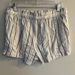 Bella Dahl  Women’s White & Blue Striped Linen Blend Drawstring Casual Shorts Photo 1
