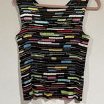 Woman’s V Neck Top Multi Color Geometric Print Stretch Large Dress Barn Black Photo 0