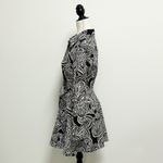 ZARA Black Beige Floral Paisley Button Up Tie Belt Fit Flare Shirt Dress Small Photo 5