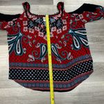 Bila red paisley Bohemian floral bell sleeve top size large Photo 2
