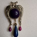 Art Deco Vintage Regal Gold Colored Kissing Peacock Birds Dangle Brooch Pin Photo 15