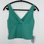 Lulus Ribbed V Neck Cropped Tank Top Teal Green Size Medium NWT Photo 3