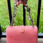 Vintage Donna Dixson Coral Woven Mini Handbag with Charm Handle Pink Photo 2