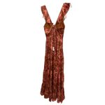 Significant Other Soller Maxi Dress Cut Out Ruffle‎ Tropical Print US 2 Brown Photo 1