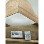 Chico's  Soybean Fiber Cream Tan Printed Button Down Light Jacket Shirt Large Photo 4