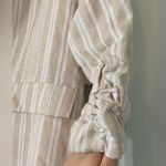 Ellen Tracy Linen Blend Striped Neutral 3/4 Sleeve Blazer Size Medium Coastal Photo 5