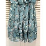 Iz Byer  Green/Pink Floral Fit Flare Chiffon‎ Dress Lined Size L Sleeveless Boho Photo 3