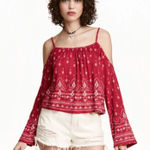 H&M Coachella x H+M off shoulder top, Small boho red bandanna print collaboration Photo 0