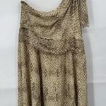 Ralph Lauren Lauren Silk One Shoulder Mini Dress Women 16 Brown Animal Print Photo 0