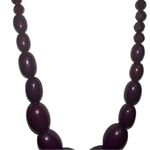 Vintage Graduated Long Plum Beaded Necklace Purple Photo 1