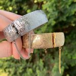 2 Vintage Hinged Cuff Bracelets Gold & Silver (bangle?) Photo 3