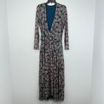 AFRM Floral Print Maxi Dress Long Sleeve Wrap Medium Boho Sheer Wedding Guest Green Photo 1