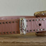 Nocona Pink Genuine Leather Crystal Studded Silver Tipped Western Belt Size XS Photo 0
