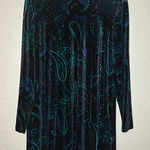 Tiana Black Purple Goth Paisley Velvet Shift Dress Long Sleeve XL Whimsigoth Size 16 Photo 0