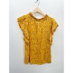 Loft  Blouse Women Medium Orange Yellow Floral Lacy Flutter Sleeve Top Feminine Photo 1