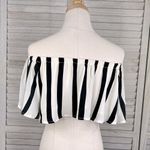 House of Harlow X REVOLVE Bree Black/Cream Striped Off the Shoulder Crop Top-S Photo 1