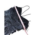 Vintage Inspired Black Fringe Maxi evening Gown With Rhinestone Straps Black Size M Photo 9