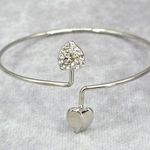 None Silver Slim Heart Leaf Circle Cuff Bracelet Fashion Boho Retro Jewelry JB2-54 Photo 0