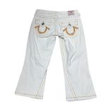 True Religion Y2K White Capris Jeans Women's Size 27 World Tour Made in USA Photo 1