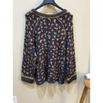 Free People Womens Little Animal Pullover Blue Fig Combo Size Medium Oversized! Photo 4