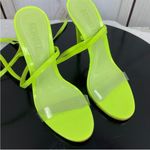Schutz  Cloe Ankle Wrap‎ Heels Neon Green 7 Clear Toe Strap Open Toe Photo 10