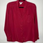Vintage Burgundy Maroon Blouse Sz 12 Medium Red Photo 4