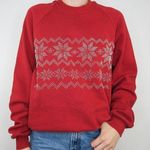 Jerzees Vintage 80s Fair Isle Snowflake Christmas Sweatshirt Photo 0