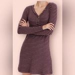 American Eagle  Outfitters Burgundy Striped Henley Long Sleeve Dress Size Medium Photo 1