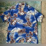 Vintage Hilo Hattie blue pal trees Hawaiian print button down blouse, size XS Photo 5