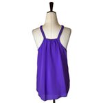 Rebecca Taylor Shirt Women Size 4 Purple Silk Braided Trim Fringe Tank Camisole Photo 2