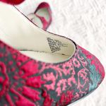1901 Red Floral Brocade Mary Jane Heels with Pearl Detail Photo 9